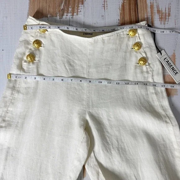 L’AGENCE Dee High Rise Sailor Linen Pants Bone color Size 25 - Picture 11 of 12
